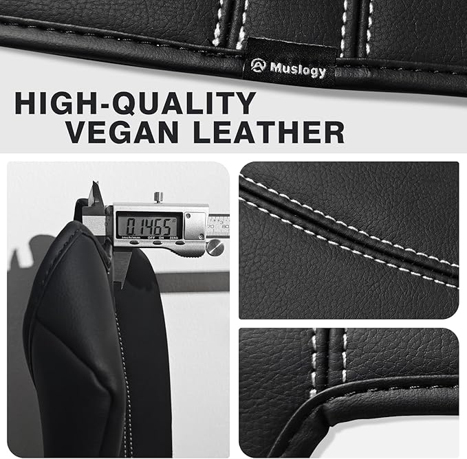 Muslogy Armrest Cover Center Console Cover Compatible with 2024 2025 GMC Acadia & Chevrolet Chevy Traverse Accessories Vegan Leather Arm Rest Middle Console Protector (Black/White Stitching)