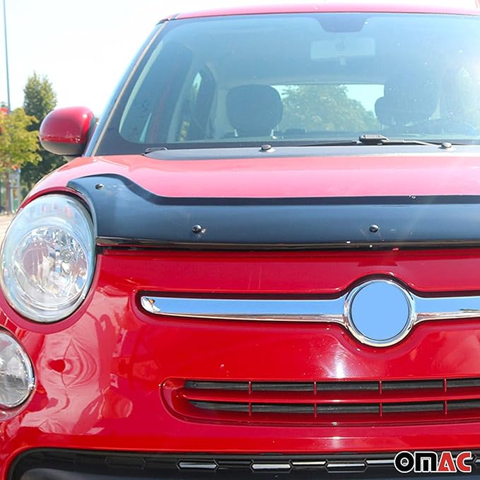 OMAC Front Bug Shield Hood Deflector Guard for Fiat 500L 2014-2020 Black Smoke