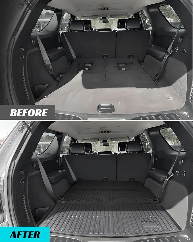 Floor Mats Full Set for Dodge Durango 2011-2015 7 Seats, All Weather Floor Mats Cargo Liner Car Accessories for Dodge Durango 2011-2015, Custom Fit Accessories Rubber Trunk Liner for SUV Cargo