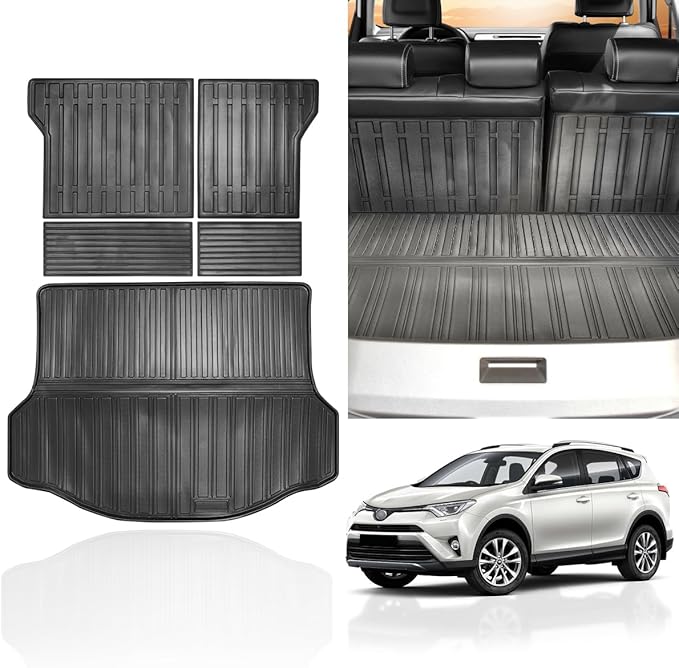 Vanseno Cargo Liner & Backrest Mat Compatible for 2013-2018 Toyota Rav4 Trunk & Rear Backrest All Weather Mats Liner (13-18RAV4)