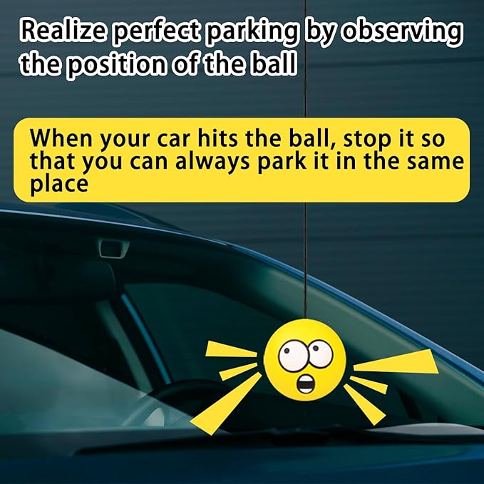 2 Sets Double Garage Parking Aids, Includes 2 Pieces Parking Assist Balls Garage Ball Stopper, 4 Pieces Plastic Cord Locks and 4 Pieces Screw Hooks Garage Parking Indicators for Car Parking