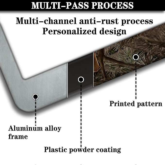 License Plate Mount for Men Multicolor License Plate Frames for Women Camo Universal Aluminum Car Accessory 2 Pack with Screw Covers Set