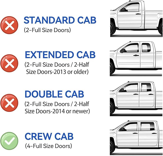 Window Visors Rain Guards for 2001-2007 Chevy Silverado/GMC Sierra, Window Vent Wind Deflectors Visors Shades for 2000-2006 Suburban/Yukon XL, 2002-2006 Avalanche/Cadillac Escalade - Crew Cab