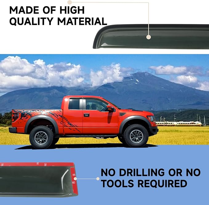 Window Visors Rain Guards Shield Fit for 2004 2005 2006 2007 2008 F150 SuperCrew, Outside Mount Vent Visors Shades, Smoke Tinted Side Window Wind Deflectors Fit for 2006-2008 Lincoln Mark LT