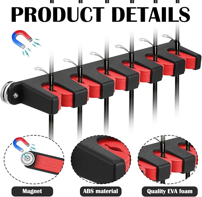 2 Pcs Magnetic Fishing Rod Holder for Car Fishing Pole Rack Vertical Rod Storage Holders for Truck Bed Boat Wall Garage Door