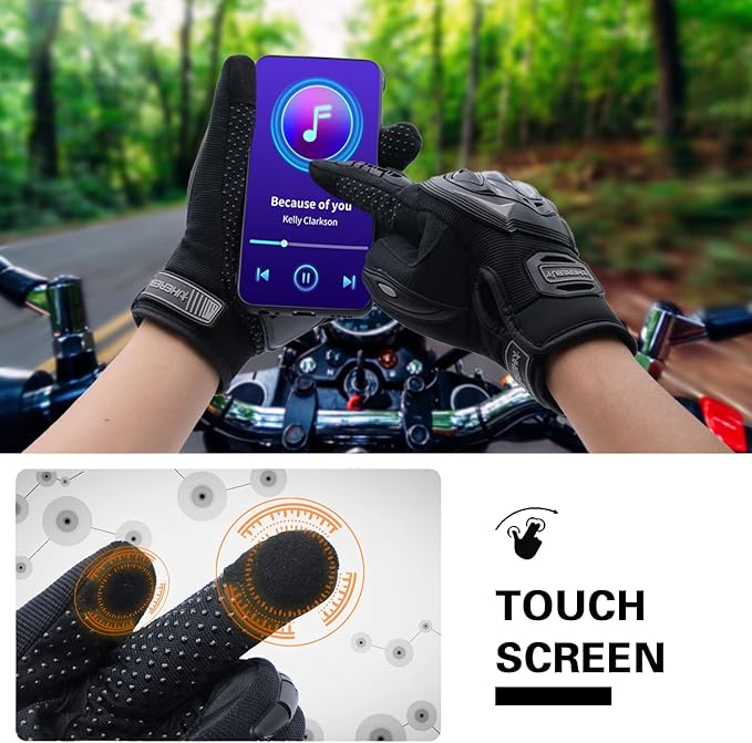 Motorcycle Gloves Touch Screen Full Finger Riding Gloves Knuckle Protection for Men and Women for Dirt Riding, Road Racing, Cycling, Climbing Work Outdoor Sports