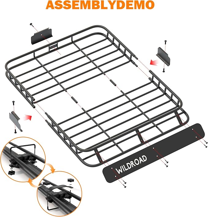 WILDROAD Roof Rack Cargo Basket, Upgraded 4” Fence Car Roof Basket, 43"x 39"x 4" Universal Car Top Luggage Holder Carrier Basket Fits for SUV Truck Cars