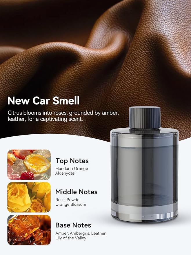 Ceeniu Smart Car Air Freshener, New Car Smell, Larger 135ml Capacity, Long-Lasting 6-Month Fragrance, Auto On/Off, Quiet Operation, Stylish Ambient Light, Premium Scent for Men, CF3 Pro Diffuser