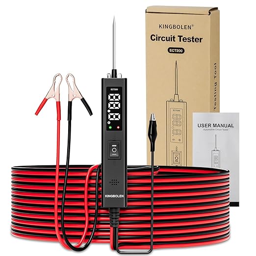 KINGBOLEN ECT200 Automotive Electrical Circuit Tester, 12V 24V Car Voltage Test Power Probe Tester, Component Activation, Continuity Test, Trailer Light Tester, Short Circuit Finder, 16.5FT Cable