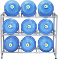 5 Gallon Water Jug Holder 9 Jugs Capacity, Newly Upgraded 3-Tier Heavy Duty Water Cooler Jug Storage Rack, Detachable Organizer Shelf for Home, Office, Garages Black
