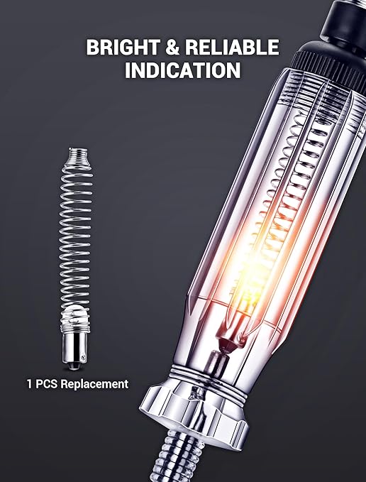 Heavy Duty Automotive Circuit Tester, Premium 6-24V Test Light with 135 Inches Extended Spring Wire & Stainless Probe, Circuit Voltage Tester with Replacement Indicator Light for Car/Vehicles