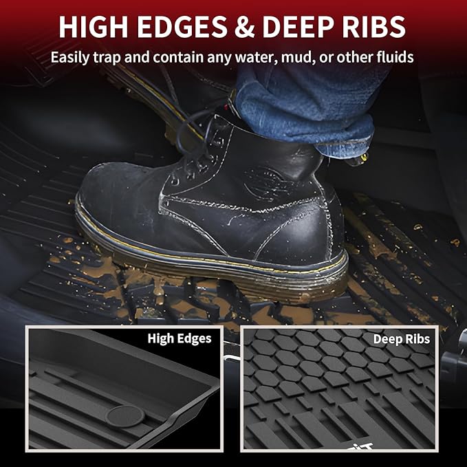 LASFIT Floor Mats&Trunk Mat for Toyota Sienna 8 Seats 2021-2024 2025 All Weather TPE Custom Fit Floor Liner for Sienna LE/XLE (w/o Spare tire) Front and Rear Car Mats&Cargo Liner, Black
