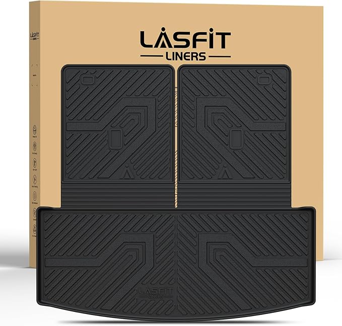 LASFIT Trunk & Backrest Mat for Ford Explorer 2020-2025, Custom Fit All Weather Protector TPE One-Piece Design Easy Installation Trunk with Seatback Mat, 1pc Black