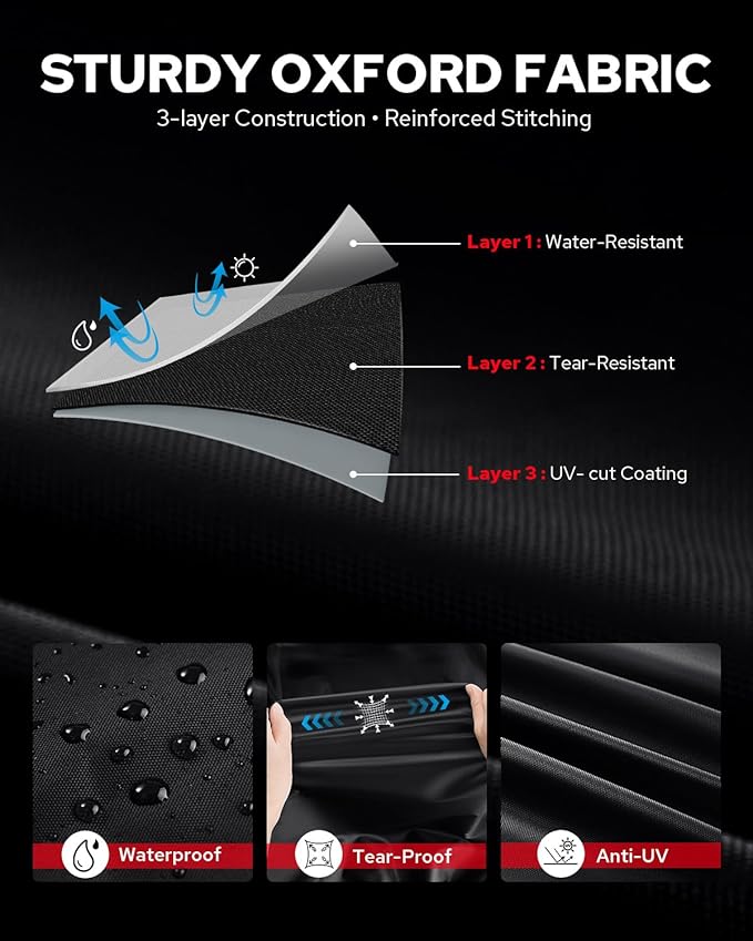 Benlari Motorcycle Cover Waterproof Outdoor, Heavy Duty Motorcycle Cover, Universal All Season Protection Night Reflective with Lock-Holes American Flag Fits up to 104" Motorcycles Vehicle Cover
