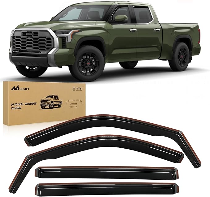 Nilight in Channel Window Deflectors for Toyota Tundra 2022 2023 2024 2025 Crew Max Vent Window Visors, Rain Guards-4PCS