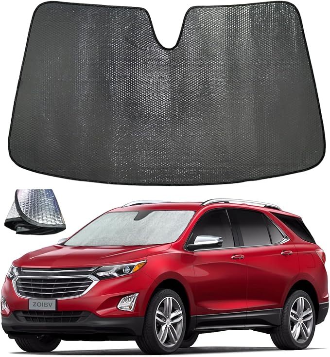 Windshield Sun Shade for Chevrolet Chevy Equinox 2018-2024 (Not for Equinox EV) - 5-Layer Bubble Foldable Front Window Shade Sun Visor Accessories - Blocks Heat & UV Rays