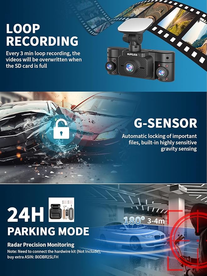 Dash Cam Front and Rear Inside, 360° Dash Camera for Cars 4 Channel 4K/2K FHD Mini Dashcam, Car Camera Built-in WiFi GPS, with 64GB Card, Voice Control, Night Vision WDR/HDR,24/7 Parking Mode V50-4CH