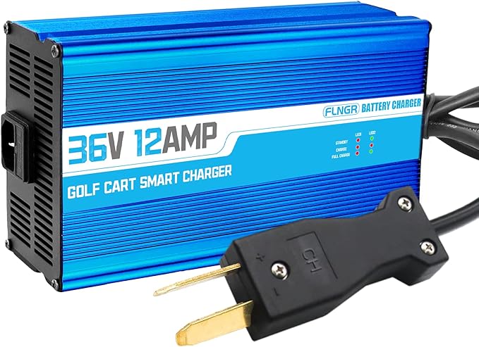 12 Amp 36 Volt Golf Cart Battery Charger for Yamaha EZGO (Lead-Acid) Club Car,12 Amp Smart Charger with Trickle Charge,Crowfoot Plug,36 Volt Golf cart Charger