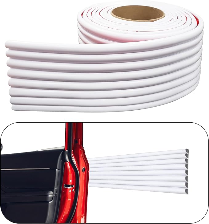 Rubber Bond Garage Wall Protectors - 4in x 12ft Strong Self-Adhesive Rubber Bumper Protectors for Garage Walls - Waterproof and Anti-Scratch Garage Wall Protector for Car Doors (White)