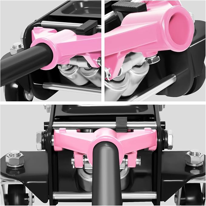 DNA MOTORING Floor Jack 4 Ton (8000 lbs) Capacity, Fast Lift Low Profile Hydraulic Trolley Jack, Steel Heavy-Duty Service Car Jack, Lifting Range 4.5"-20", Pink, TOOLS-00308-PK