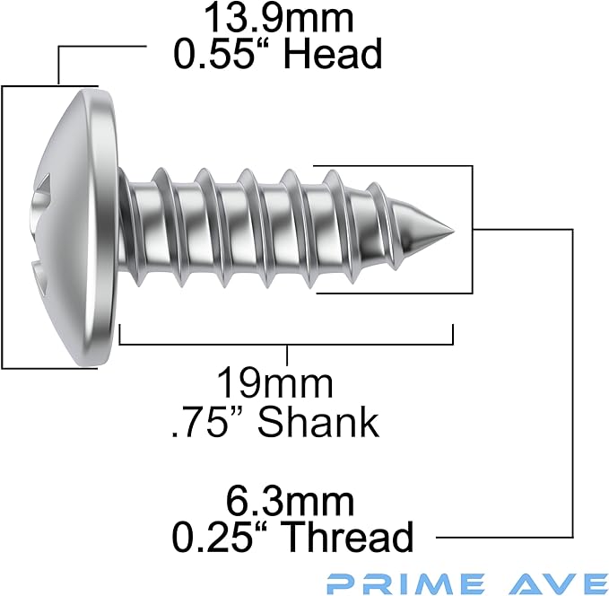 Stainless Steel License Plate Screws for License Plates, Frames, Covers - Rust Proof Licence Plate Screw Set for Front/Rear Compatible with Buick Cadillac Chevrolet GMC