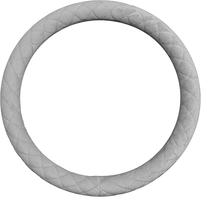Soft Car Steering Wheel Cover for Sedan, SUV, Warm Luxury Velvet, Odorless, Universal, Anti Slip, Summer Winter, Gray, Standard Size[14" 1/2-15"](37-38cm)