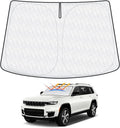 Windshield Sun Shade Fit for Jeep Grand Cherokee/Grand Cherokee L 2021-2024 2025, Sunshades for Grand Cherokee Accessories Foldable Window Sun Shade Sun Visor UPF50+