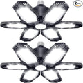 TANBABY 2 Pack LED Garage Lights, 150W Deformable Best Ceiling Shop Lights, 15000LM LED Light 6500K Garage Lighting with 6+1 Adjustable Panels Bulb for Basement