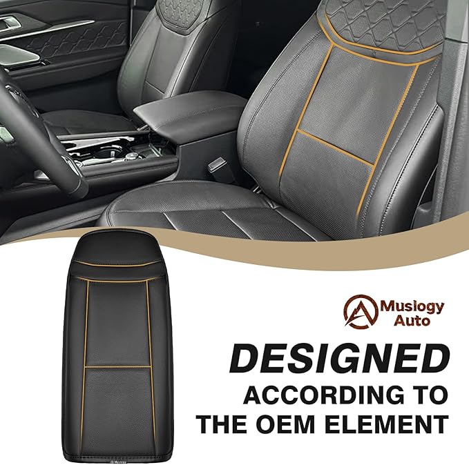 Muslogy Center Console Armrest Cover Compatible with Ford Explorer 2020-2024 2025 Comfort Armrest Pad Arm Rest Cushion Vegan Leather Protector Regular Thick