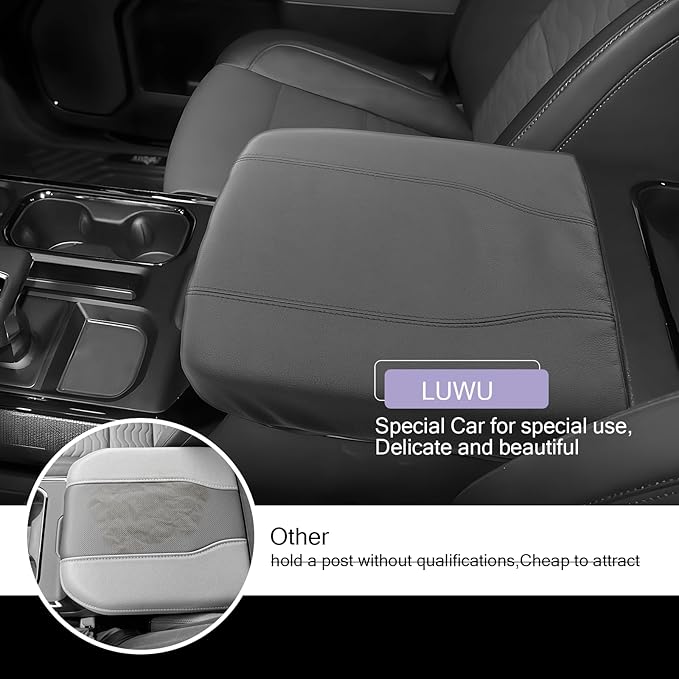 2025 2026 Silverado EV Center Console Cover Compatible with 2024 2025 2026 Silverado EV/GMC Sierra EV Accessories 2025 2026 Silverado EV/GMC Sierra EV Armrest Cover Armrest Console Cover (Thin Black)