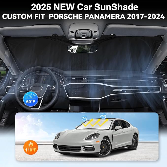 Sunshade for 2017-2023 2024 2025 Porsche Panamera Accessories Front Window Sun Shades Shield Cover for Windshield Foldable 210T Sun Visor