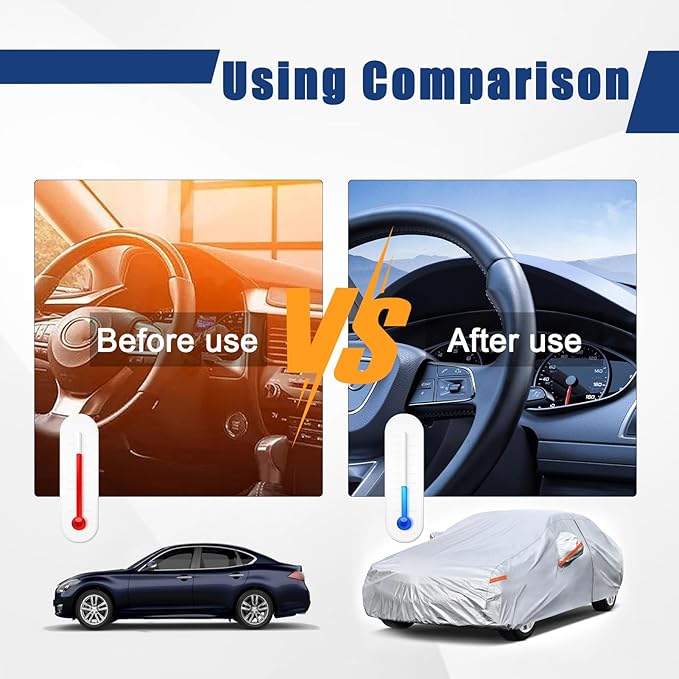 Kayme 6 Layers Car Cover Custom Fit for Mercedes Benz CLK 200 280 320 350 430 500 (1997-2025) Waterproof All Weather for Automobiles, Outdoor Full Cover Rain Sun UV Protection.Silver