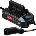 Xislet 15 AMP 48 Volt Golf Cart Battery Charger Compatible with 1995-2025 Club Car Precedent & DS, Round Plug Cable, Lightweight, Waterproof, LED Screen Display, for Lead Acid Battery - Black