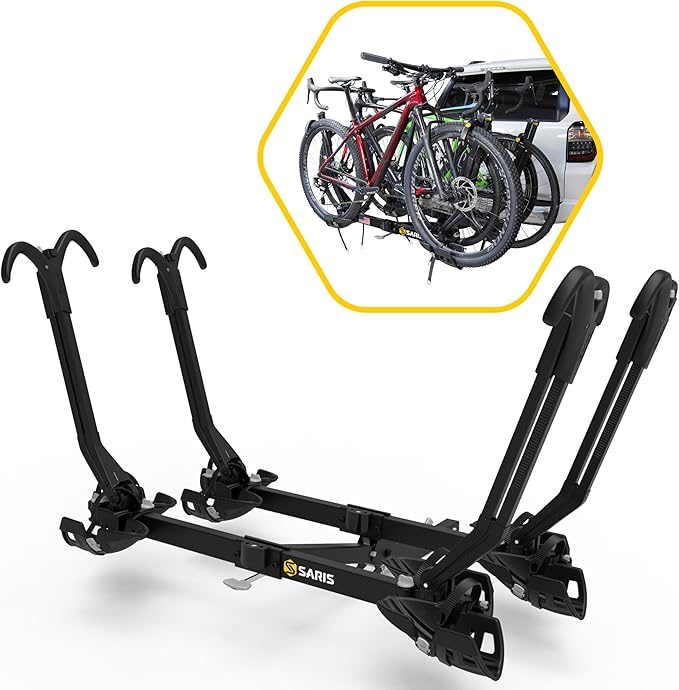 Saris SuperClamp G3 4-Bike Hitch Rack – Lightweight Platform Bike Carrier for Car, SUV, Truck – Tilting Design, Secure Wheel Clamping, Fits Road, Mountain, E-Bikes – 2" Hitch Receiver