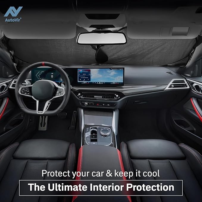 Foldable Windshield Sun Shade for Car – 240T Reflective UV and Heat Shield with Storage Bag | Keeps Interior Cool | Universal Fit for Sedans, SUVs, and Trucks – Medium (64" x 32")