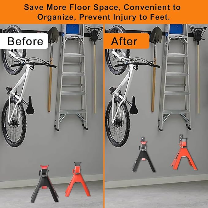 6 Pack Jack Stands Wall Mount Organizer, Car Jack Stand Wall Hooks for Hanging, Universal Upgrade Designed Garage Hook, Heavy Duty Hooks Fits 2 & 3 & 4 & 5 & 6 Ton Heavy Duty Jack Stand
