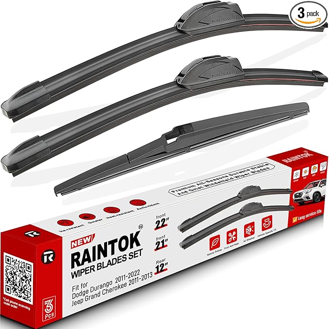 Windshield Wiper Blades Replacement for 2011-2022 Dodge Durango / 2011-2013 Jeep Grand Cherokee Original Factory Quality Front Rear Wipers Blade Set for My Car - 22" 21" 12" (Pack of 3)