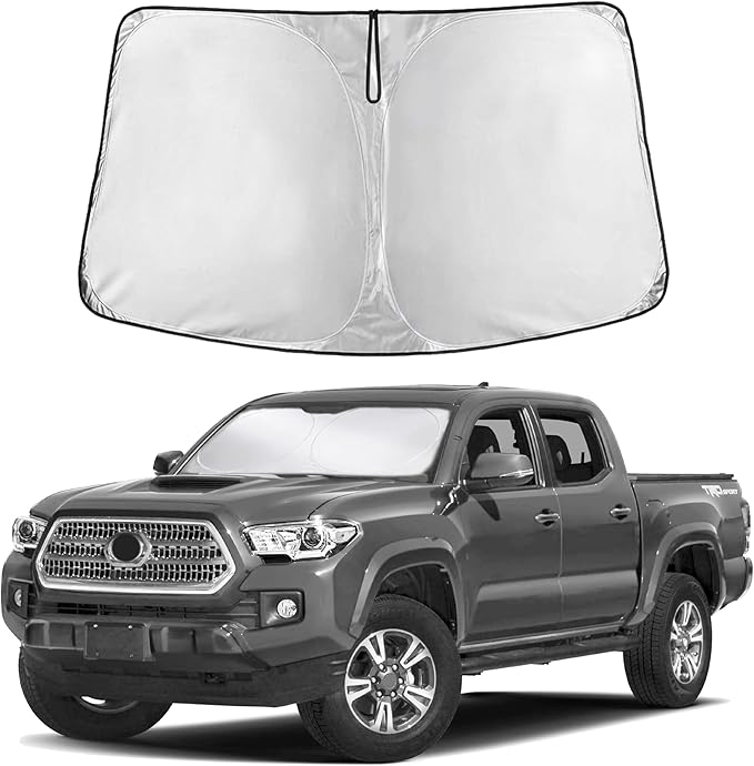 Econour Windshield Sun Shade for Toyota Tacoma 2016-2025 2026 Accessories 2Dr 4Dr Pickup Truck, Custom Fit Car Front Window Sunshade Sun Visor Protector Foldable Blocks UV Rays Keep Car Cooler