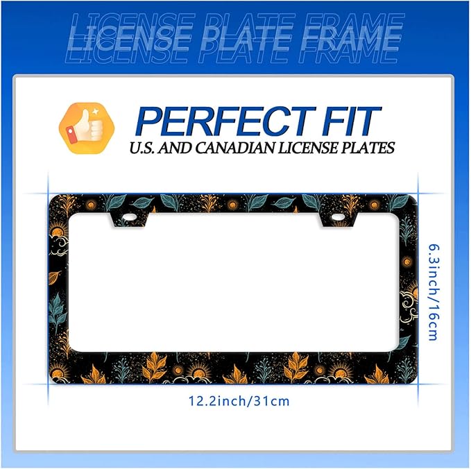 Galaxy License Plate Frame Colorful Starry Sky License Plate Stainless Steel Funny License Plate Holder for Men Women Universal Car Accessories Decoration 12.3" x 6.3"