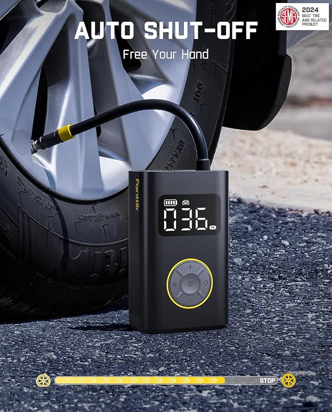 Fanttik X9 Pro Portable Tire Inflator for Compact Car, 1Min Fast Inflate Electric Bike Pump with Digital Tire Pressure Gauge, 150PSI Air Compressor for Electric Bikes, Motorcycle, Ball