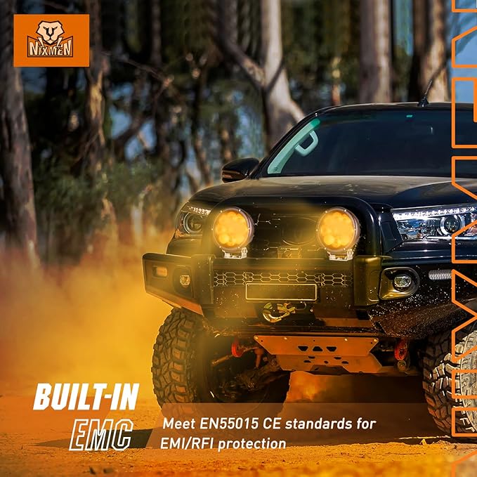 Nilight 5.7 Inch Amber LED Driving Light Round 50W Yellow Fog Spot Flood Combo Lights w/ 16AWG DT Connector Wiring Harness IP68 for Offroad ATV UTV Truck Tractor