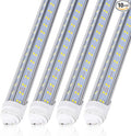 R17D/HO 8FT LED Bulbs - (10 Pack) Rotate V Shape, 6000K Cold White 120W, 18000LM, 300W Equivalent F96T12/DW/HO, Clear Cover, T8/T10/T12 Replacement, Dual-End Powered, Ballast Bypass
