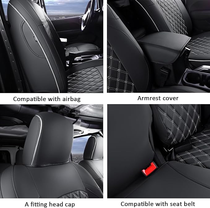 GIANT PANDA Customized Full Set Car Seat Covers for Jeep Wrangler 4 Door JL Sahara Sport Rubicon Willys 2018 2019 2020 2021 2022 2023 2024 2025 Without Rear Cup Holder,Faux Leather - (Black+Gray)