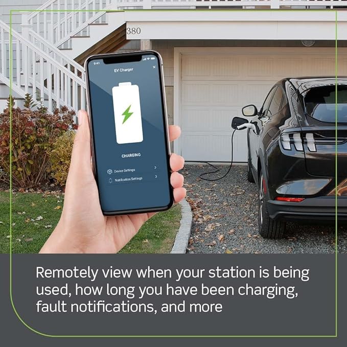 Leviton Level 2 Smart EV Charger with Wi-Fi, 32 Amp, 208/240 VAC, 7.6 kW Output, 18' Cable, Indoor/Outdoor Hardwired EV Charging Station, My Leviton Compatibility, EV32W EVSE