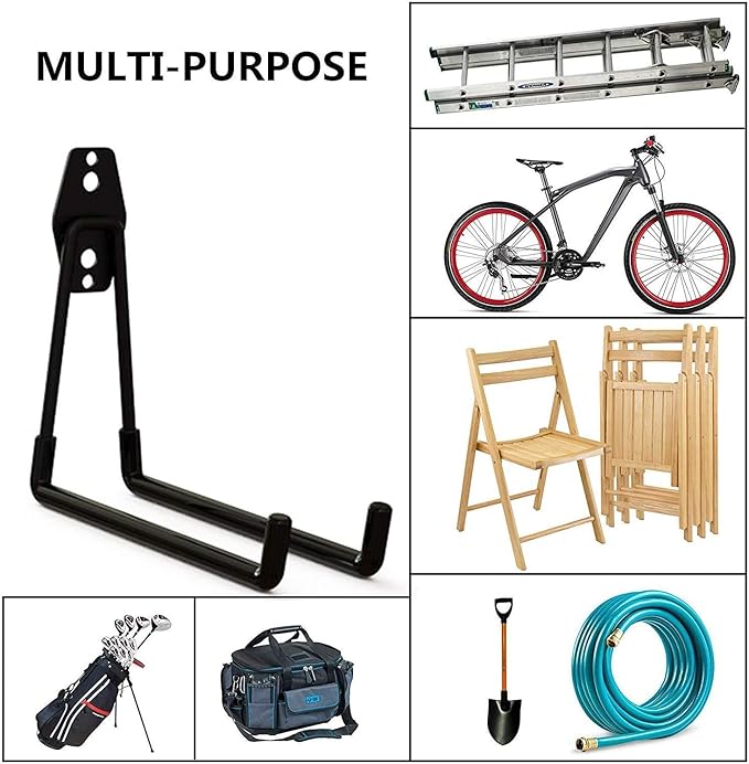 Garage Hooks, 12 Pack Wall Storage Hook Includes 2 Extension Cord Holder, Utility Organization, Heavy Duty Wall Mount Hangers for Hanging Bike, Ladder, Garden Tools