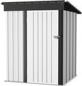 JUMMICO Metal Outdoor Storage Shed 5 x 3 FT Metal Shed with Lockable Door,Waterproof Garden Tool Shed Storage House for Backyard Patio Lawn,White