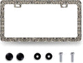 Snake Skin Print License Plate Frame Brown Animal Texture License Plate Holder Funny License Plate for Car Decoration Stainless Steel Snakes Car Accessory with Screws Men Women 12.3" x 6.3"