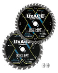 5-1/2-Inch 24&40-Tooth Circular Saw Blade with 5/8-Inch Arbor, Framing & Ultra Finish Wood Cutting, Carbide Tip, Thin Kerf, for Plywood, MDF, OSB, Laminated, 2 Pack