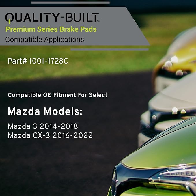 Premium Ceramic Front Brake Pads (1001-1728C) Compatible with Mazda 3 2014-2018, Mazda CX-3 2016-2022