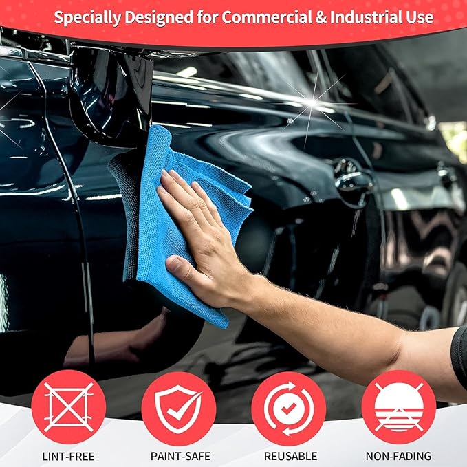 HOMERHYME Shop Towels, 150 Pack Cleaning Rags Microfiber Towels, Bulk All-Purpose Microfiber Cleaning Cloth Lint-Free Wipe Washcloth for Commercial Garage Automotive & Housekeeping 11.5"*11.5"